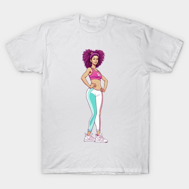 Woman in yoga and gym clothes, colorful design T-Shirt by AlePosters